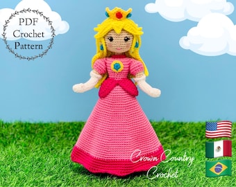 Peach Crochet Doll Pattern: Princess Amigurumi Fan Art (PDF Pattern)