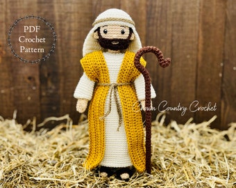 PDF HÄKELANLEITUNG Der Hirte Joseph Puppe // Krippe Häkelanleitung // Krippe Amigurumi // Weihnachten Häkelanleitung