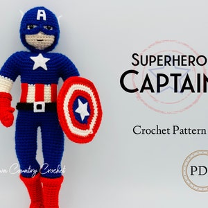 PDF CROCHET PATTERN Superhero Captain Doll // Superhero Crochet