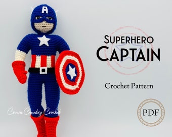 Superhero Captain Doll Crochet Pattern: Hero Amigurumi (PDF Pattern)