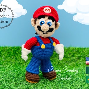 PDF HÄKELANLEITUNG Klempner Held // Mario Fan Art Häkeln // Videospiel gehäkelt // Amigurumi // Gamer Häkeln // Puppen Häkelanleitung //