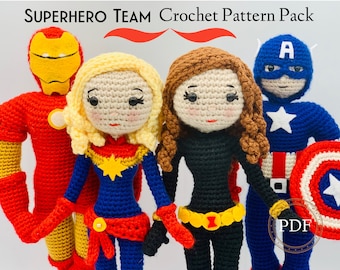 Superhero Team Crochet Doll Pattern Bundle (PDF Pattern)