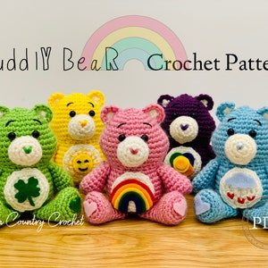 PDF CROCHET PATTERN Cuddly Bear // Toy Bear Crochet // 18" Doll Crochet // Toy for 18" Doll // Rainbow Bear Crochet // Small Bear Crochet