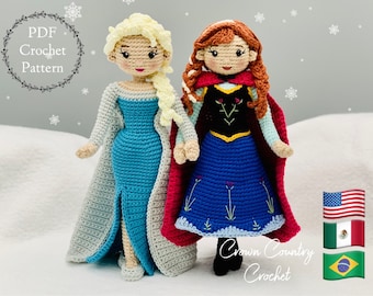 Patroonpakket sneeuwkoningin gehaakte pop: winterprinses amigurumi (pdf-patroon)