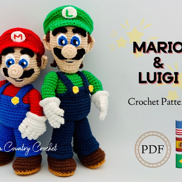 PDF CROCHET PATTERN Mario et Luigi Fan Art Dolls // Gamer Crochet // Amigurumi // Nostalgique Crochet // Boy Doll Crochet Pattern