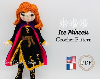 Patrón de muñeca de ganchillo Princesa de Hielo: Amigurumi de cuento de hadas (Patrón PDF)