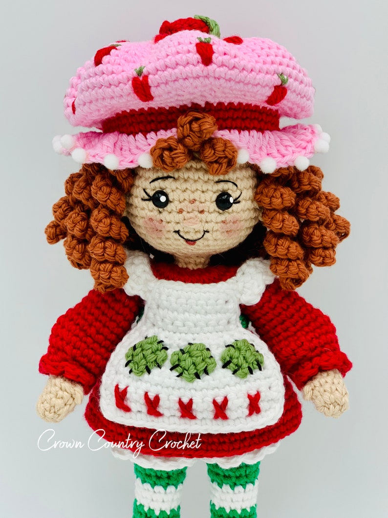 PDF MOTIF AU CROCHET Poupée fille fraise // Crochet classique // Crochet rétro // Poupée fraise // Amigurumi // Crochet pour enfants image 4