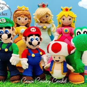 PDF CROCHET PATTERN Pack Gamer Hero Team // Plumber Hero Team // Mario Fan Art // Gamer Fan Crochet // Nostalgic Crochet