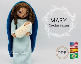 PDF Crochet Pattern Mary Doll // Mary with Baby Jesus Crochet // Christmas Crochet // Amigurumi Crochet // Doll Crochet Pattern