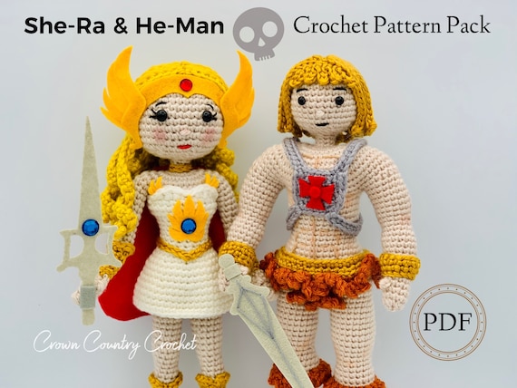 She-Ra and He-Man Crochet Doll Pattern Pack (PDF Pattern)