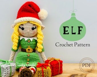Patrón de crochet para elfo navideño: Juguete amigurumi (Patrón PDF)