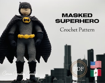 PDF PATRÓN DE CROCHET Muñeco Superhéroe Enmascarado // Héroe Crochet // Superhéroe Amigurumi // Muñeco Niño Patrón de Ganchillo