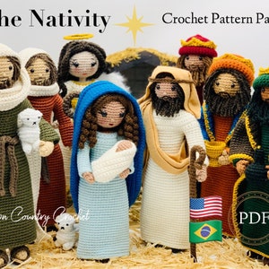PDF PATRON AU CROCHET Pack La Nativité // Noël au crochet // Marie, Joseph, l'Enfant Jésus, les Rois mages, les bergers et les poupées anges au crochet //