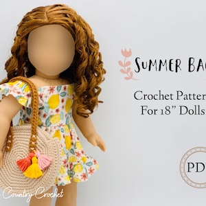 PDF HÄKELANLEITUNG Sommertasche für American Girl und 18" Puppen // Puppenkleidung gehäkelt // Puppentasche gehäkelt // Schnittmuster //