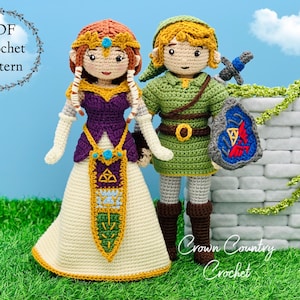 PDF CROCHET PATTERN Elven Princess and Swordsman Dolls // Amigurumi // Video Game Crochet // Doll Crochet Pattern // Legend Crochet