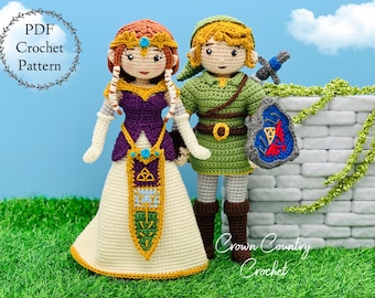 Elven Princess and Swordsman Crochet Doll Pattern: Gamer Amigurumi (PDF Pattern)
