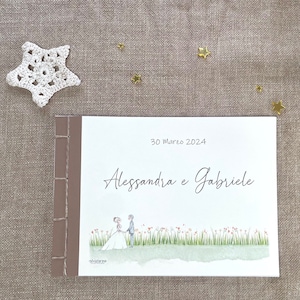 Diario del matrimonio - Album A4 illustrato: colleziona ricordi, foto, raccogli firme o pensieri. Idea regalo per futuri sposi, fatto a mano