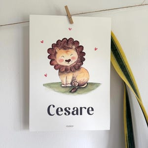 Leone - Decorazione per la casa personalizzabile, cameretta, parete, soggiorno, alfabeto illustrato