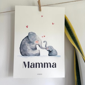 Elefanti - Decorazione per la casa personalizzabile, cameretta, parete, soggiorno, alfabeto illustrato
