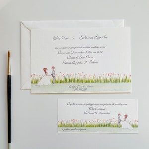 Inviti nozze / Partecipazioni matrimonio romantiche - Sposi, albero della vita, cuore, vintage, acquerello, romantiche