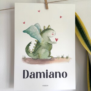 Drago - Decorazione per la casa personalizzabile, cameretta, parete, soggiorno, alfabeto illustrato