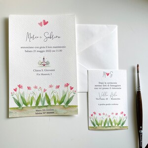 Inviti nozze / Partecipazioni matrimonio romantiche - Sposi, albero della vita, cuore, vintage, acquerello, romantiche