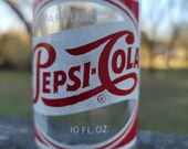 1940s Pepsi-Cola Vintage Glass Bottle Red White Enamel Graphics Stamped New York, N.Y. Embossed Wavy Logo 10 oz Beautiful, Clean