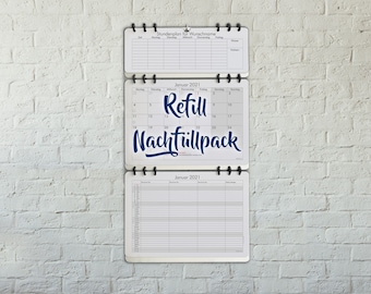 Nachfüllpack für Familienkalender mit 1 Stundenplan • Kalenderblätter für 24 Monate aus Recyclingpapier • Startmonat wählbar Design Classic