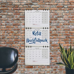 Nachfüllpack für den 3-Monats-Kalender Wandkalender aus Recyclingpapier 24 Monate gültig Startmonat frei wählbar Design: schlicht image 5