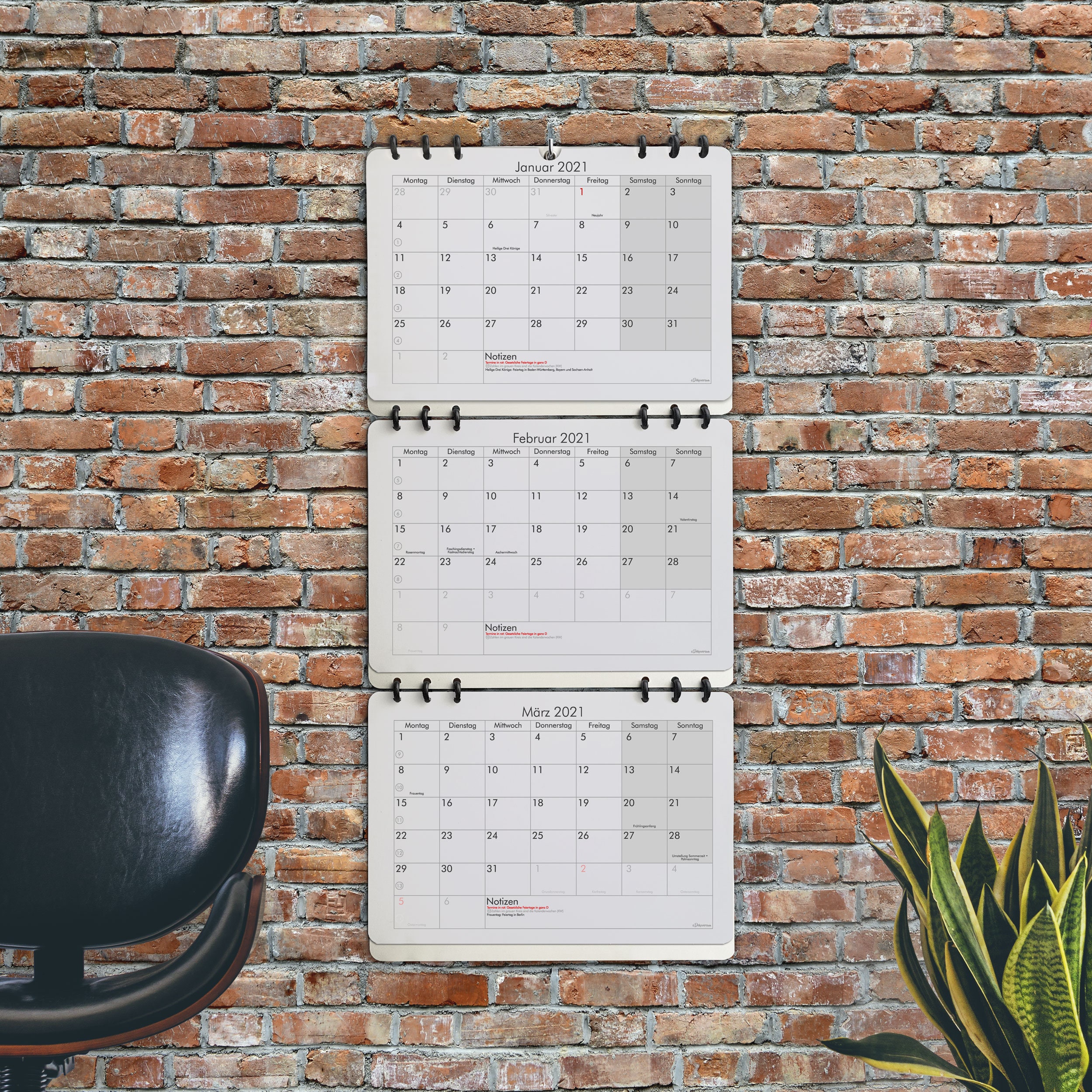 3-Monats-Kalender Wandkalender mit Platz für Notizen aus  Etsy