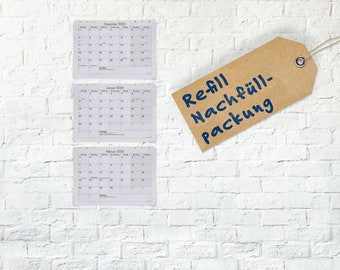 Nachfüllpack für den 3-Monats-Kalender Wandkalender aus Recyclingpapier • 24 Monate gültig Startmonat frei wählbar • Design: schlicht