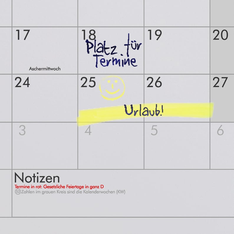 3-Monats-Kalender Wandkalender mit Platz für Notizen aus Recyclingpapier 24 Monate gültig Startmonat frei wählbar 2023 2024 schlicht image 7