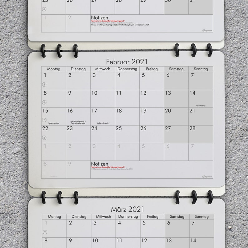 3-Monats-Kalender Wandkalender mit Platz für Notizen aus Recyclingpapier 24 Monate gültig Startmonat frei wählbar 2023 2024 schlicht image 3