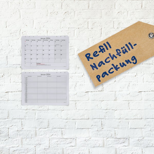 Nachfüllpack für Monatskalender & Planer mit Spalten • Kalenderblätter für 24 Monate aus Recyclingpapier • Startmonat wählbar Design Classic