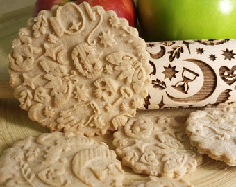 Halloween - engraved rolling pin, embossed rolling pin, handmade rolling pin, christmas rolling pin, embossed rolling pin