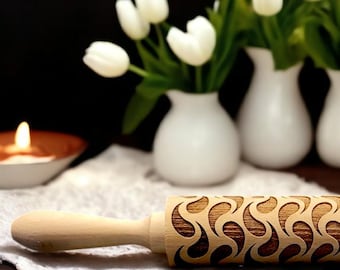 Engraved Rolling Pin: Tears Pattern, Embossed Cookie Roller