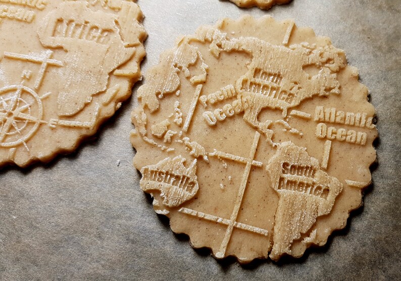 World Map Engraved Rolling Pin Embossed Handmade Rolling - Etsy