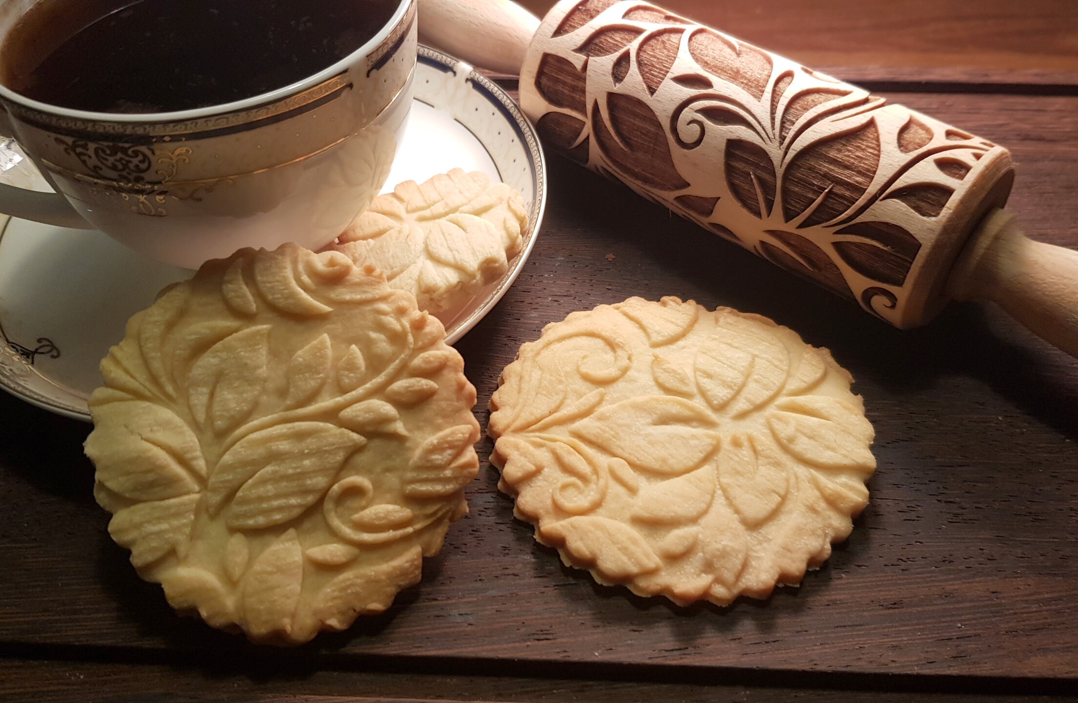 Leaves Engraved Rolling Pin Embossed Handmade Rolling Etsy Canada