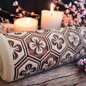 Cherry Blossom - engraved rolling pin, embossed - handmade rolling pin, christmas rolling pin, pattern rolling pin, custom rolling pin