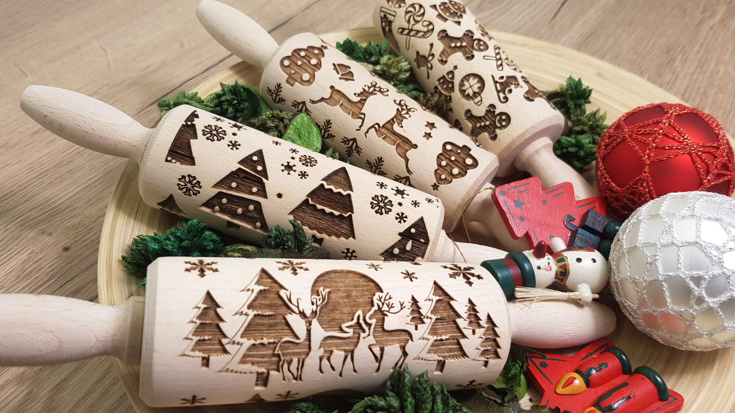 Christmas 4 Pack engraved rolling pin embossed rolling pin Etsy