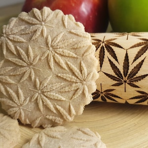 Marijuana leaves - engraved rolling pin, embossed - handmade rolling pin, christmas rolling pin, pattern rolling pin, custom rolling pin