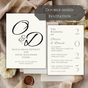 Modern Minimalist Black And White Wedding Invitation Bundle With Qr Code Rsvp | Editable Templates