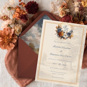 Navy Rust Wedding Invitation Template Autumn Manor Fall Estate Wedding Invitation Templett Editable