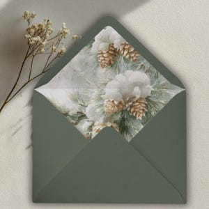 Snowy Pine Envelope Liners | Watercolor Winter Wedding | Rustic Pine Branch DIY Printable (PDF Download)
