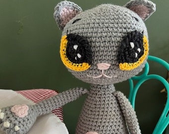 Siamese Grey Cat Stuffed Animal - Crochet
