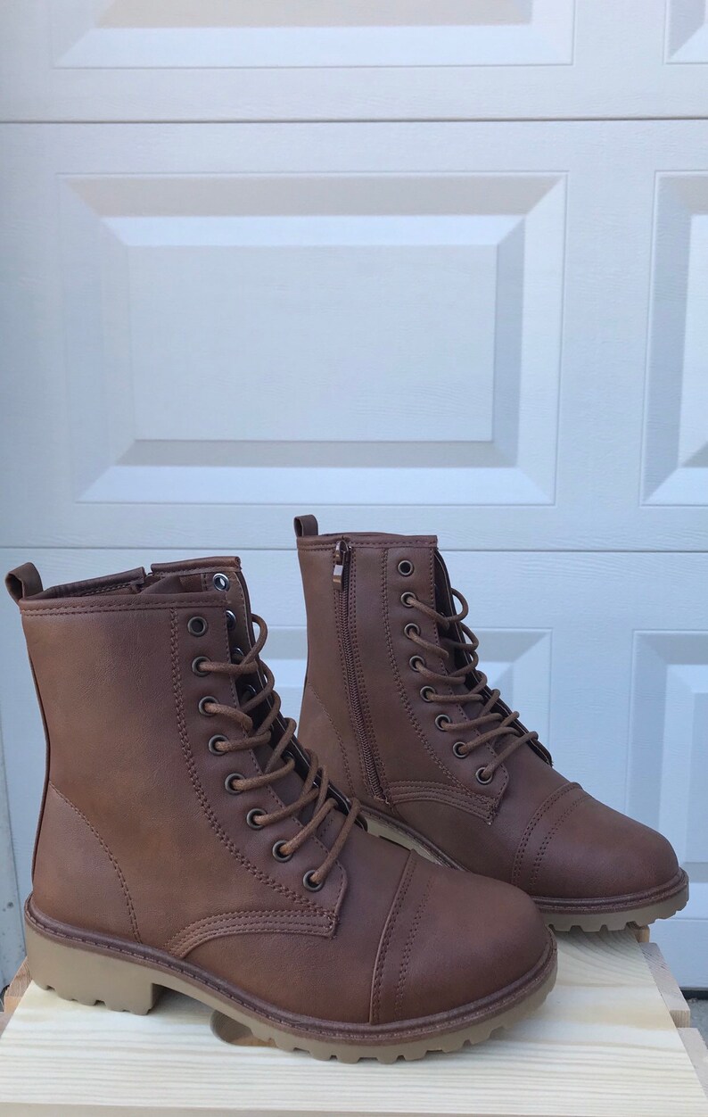 Tan Combat Boots Monogram Fall Boots Custom Women's | Etsy