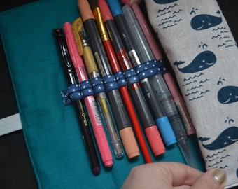 Roll pencil case_brush pen caddy_artist gift_wrap pen brush case_art supply_plain air supply_free shipping_whale pencil pouch