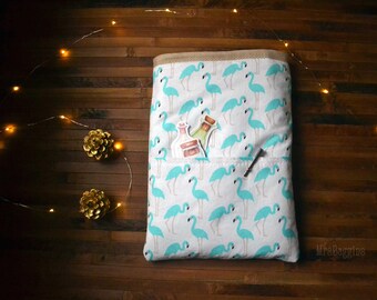 Flamingo booksleeve _ blue bird hardcover booksleeve paperback _ puffy booksleeve _ bibliophile _ bookaholic _ book Protector _ reader gift _ book cosy