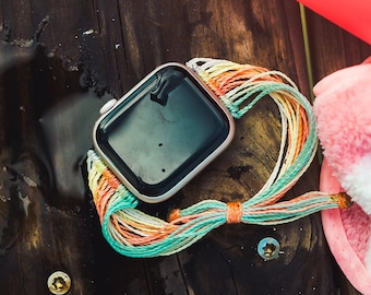 Boho Apple Watch Band, Customizable, 38mm 40mm 41mm 42mm 44mm 45mm, Series 1 - 7, Pura Vida Inspired, Galaxy Fitbit Garmin Smart Watch Band