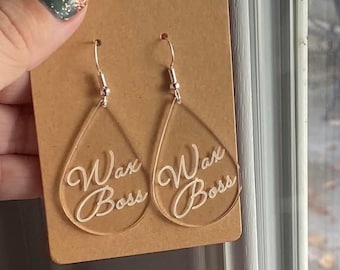 Pendientes Wax Boss / Acrílico cortado con láser / Estilista perfumado